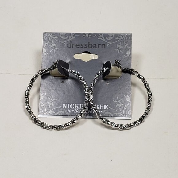 2/$30 Textured Silver tone Hoop Design Earrings - 1.25-inch. Women's Jewelry - Picture 6 of 7